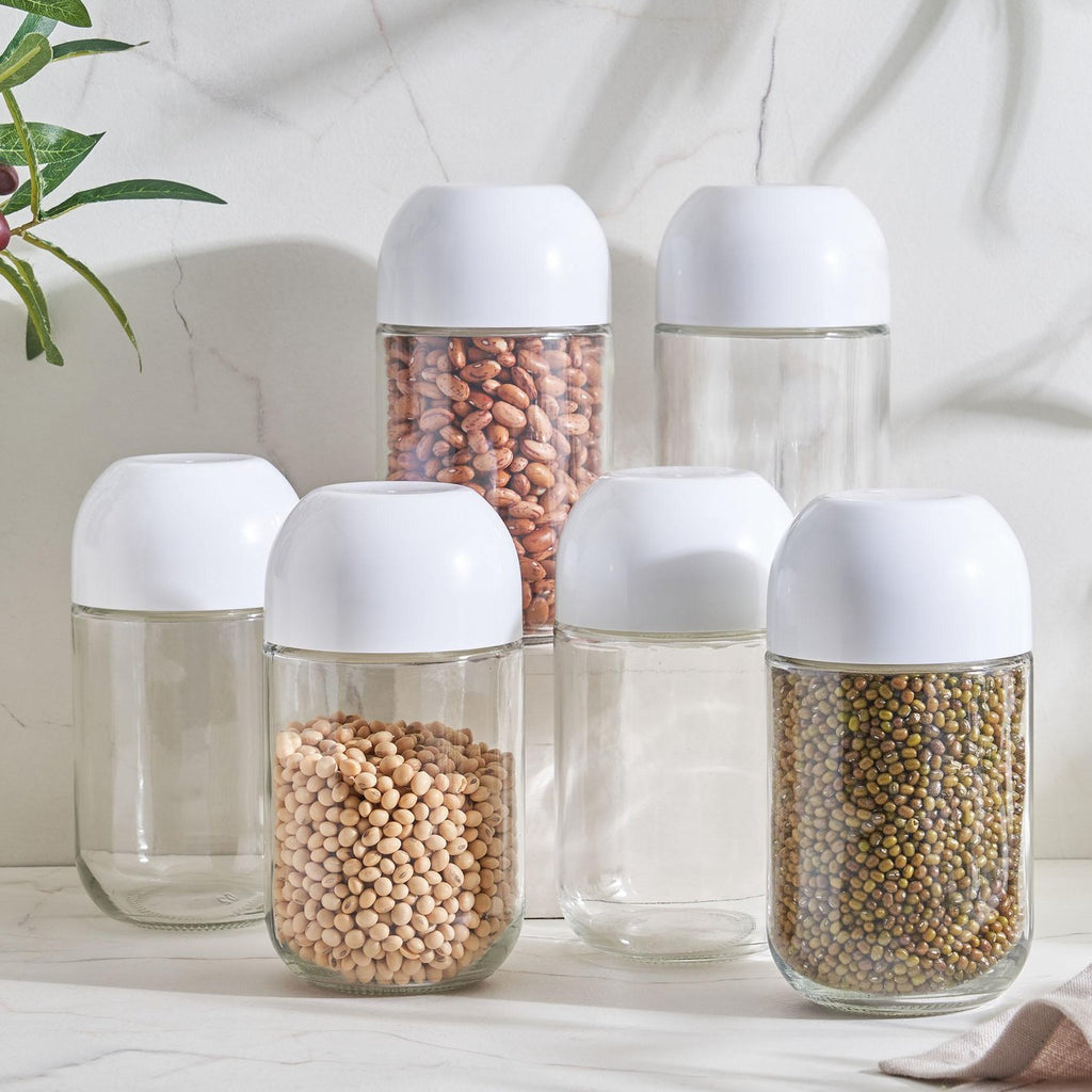 Airtight Glass Storage Jar Set with Lids – Kitchen Pantry Organizer Containers