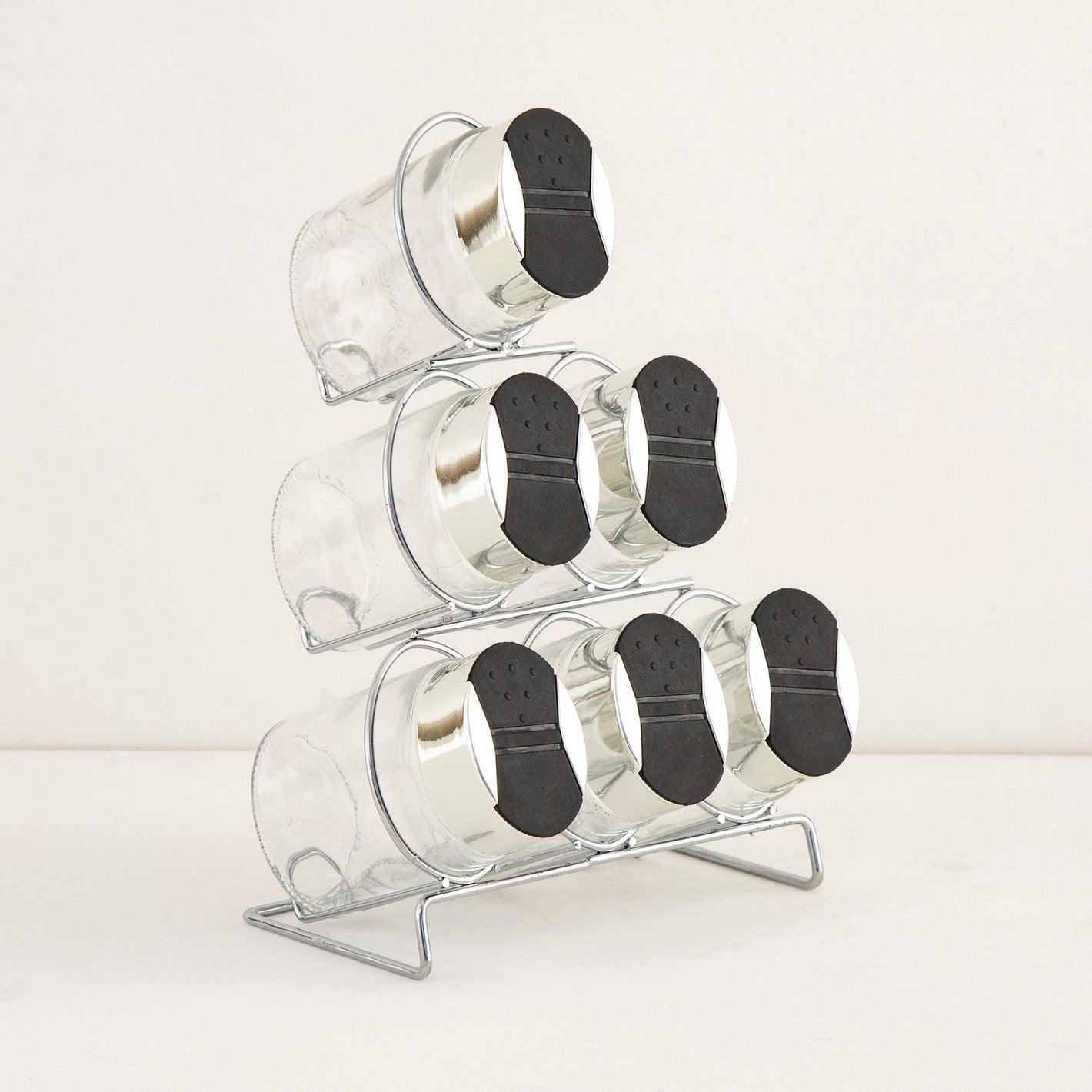 Spice Jar Rack Set with Glass Containers – Rotating Kitchen Spice Organizer