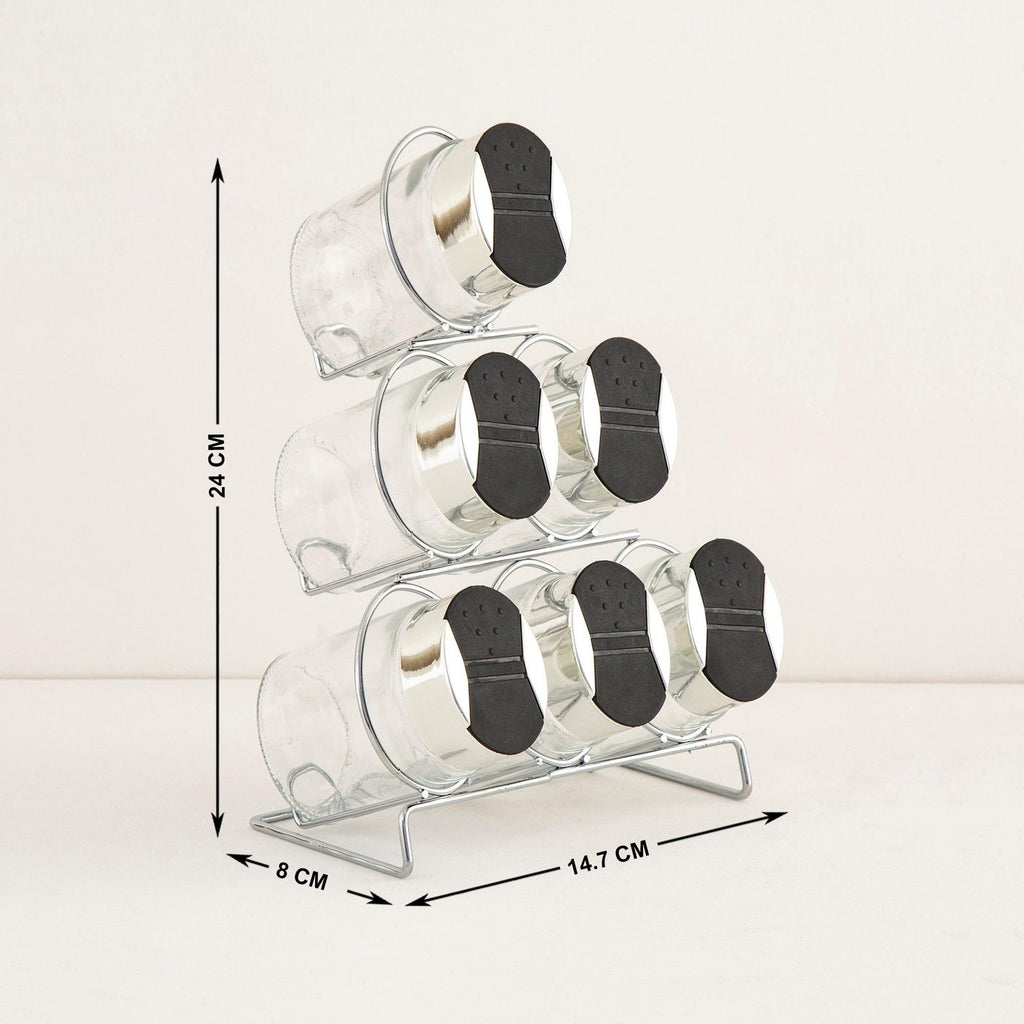 Spice Jar Rack Set with Glass Containers – Rotating Kitchen Spice Organizer