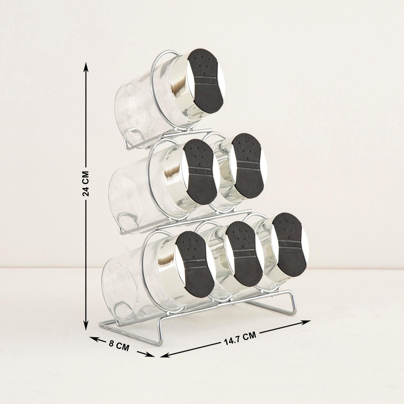 Spice Jar Rack Set with Glass Containers – Rotating Kitchen Spice Organizer