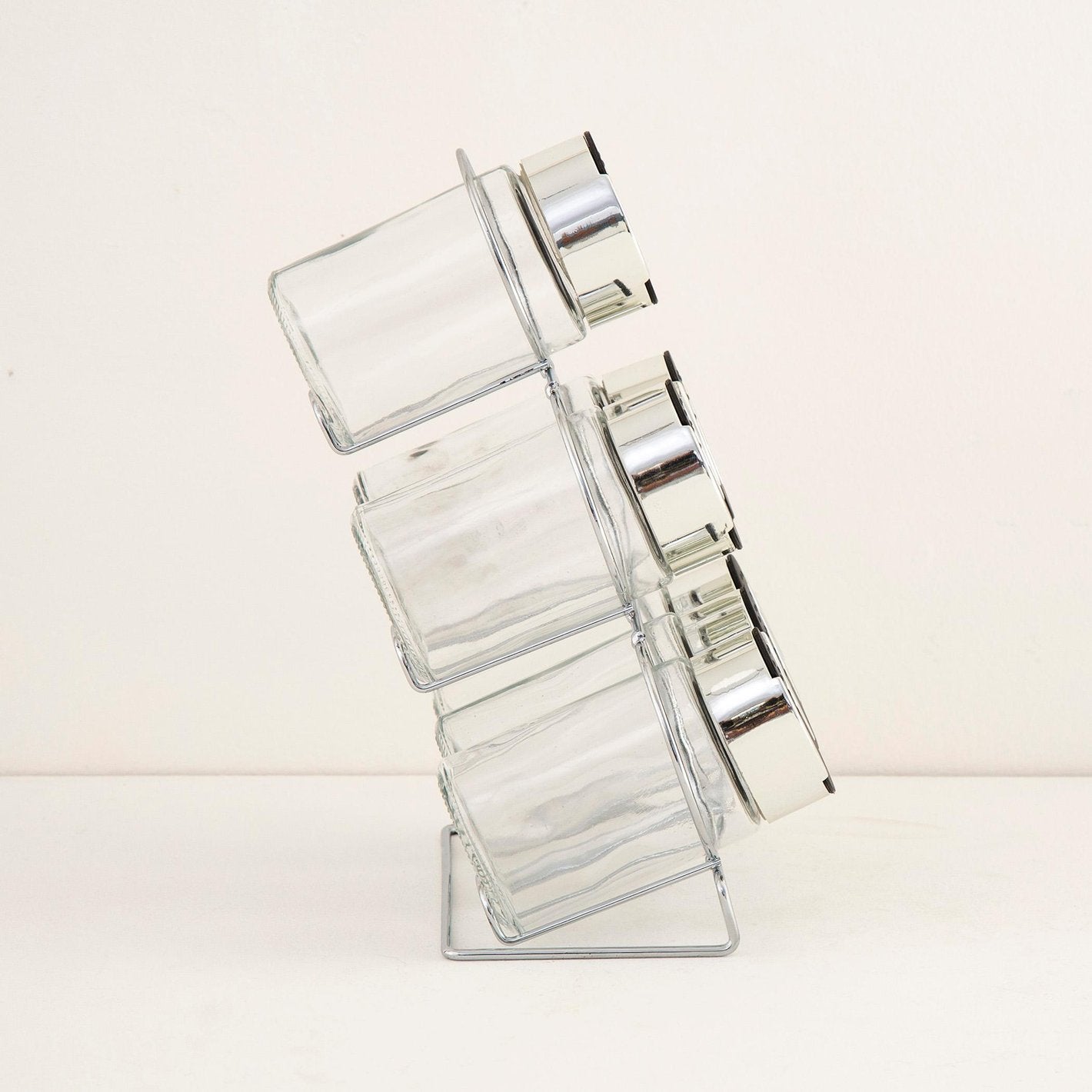 Spice Jar Rack Set with Glass Containers – Rotating Kitchen Spice Organizer