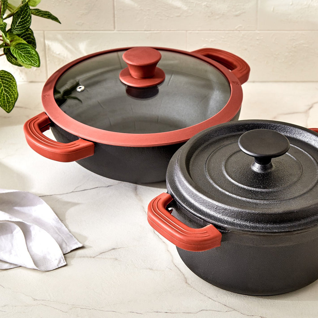 Cast Iron Dutch Oven Casserole Set with Lids – Heavy Duty Enameled Cookware