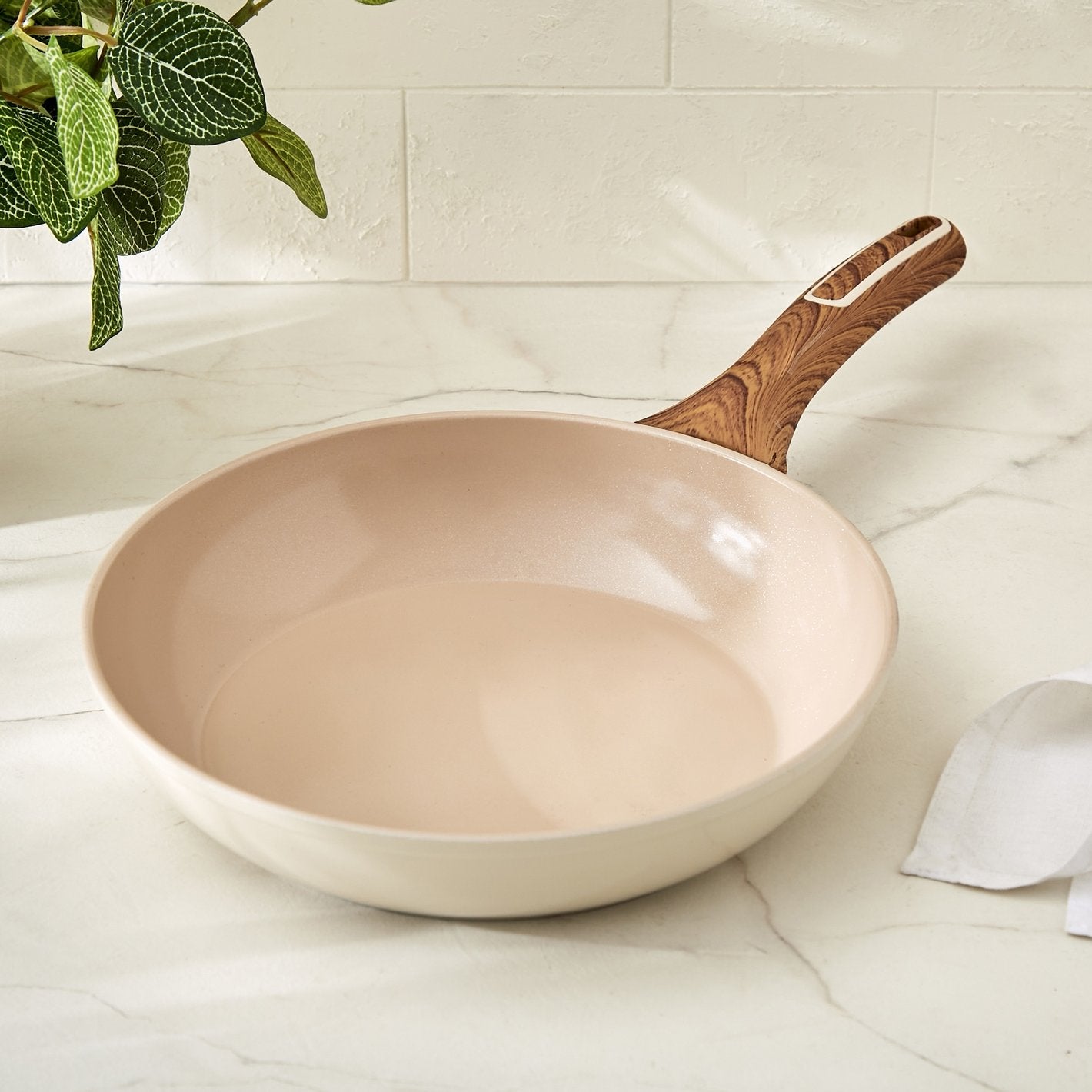 Ceramic Nonstick Frying Pan Set with Wood-Grip Handles – Eco Friendly Cookware