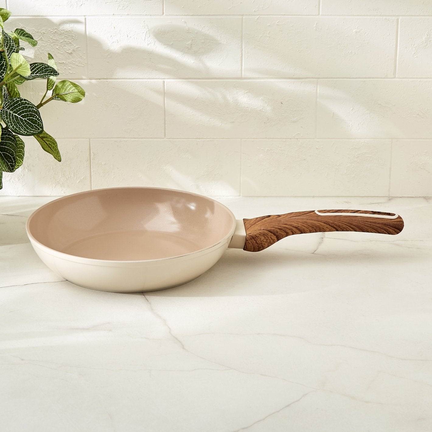 Ceramic Nonstick Frying Pan Set with Wood-Grip Handles – Eco Friendly Cookware