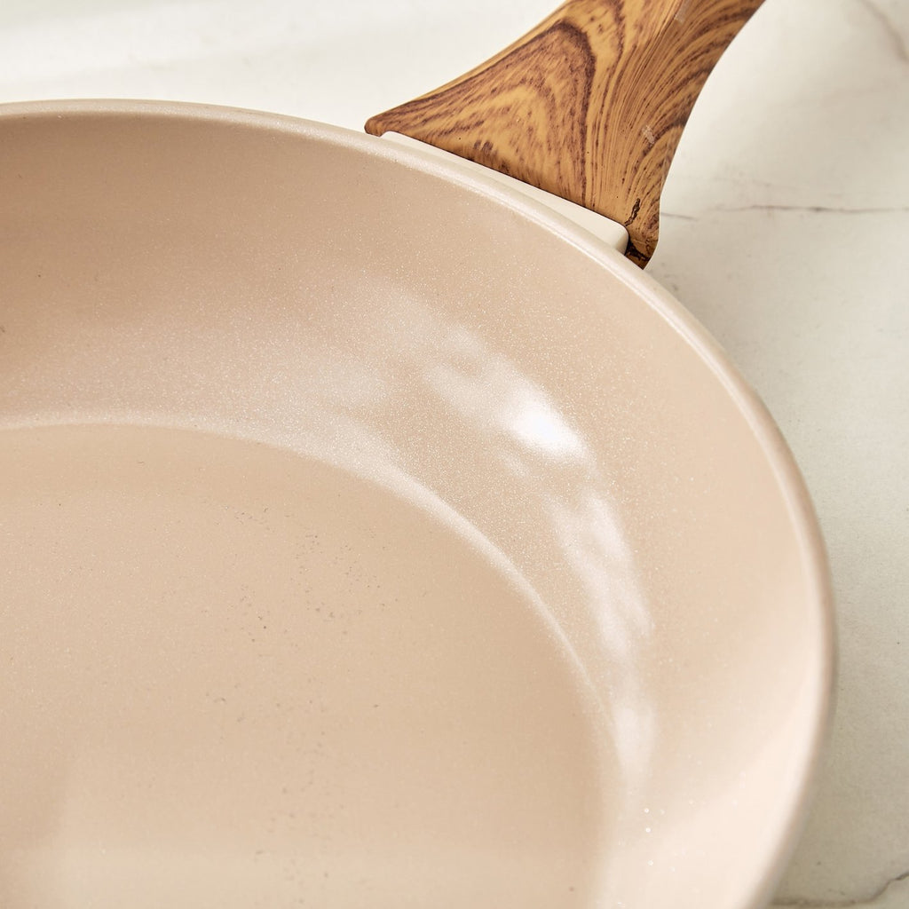 Ceramic Nonstick Frying Pan Set with Wood-Grip Handles – Eco Friendly Cookware