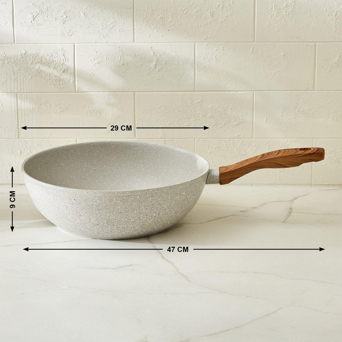 Ceramic Nonstick Frying Pan Set with Wood-Grain Handles – Eco Friendly Cookware