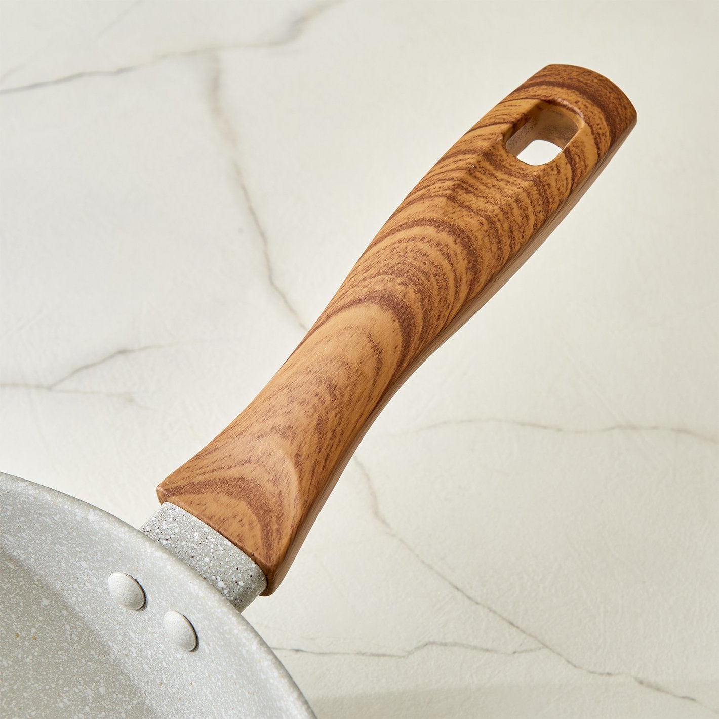 Ceramic Nonstick Frying Pan Set with Wood-Grain Handles – Eco Friendly Cookware