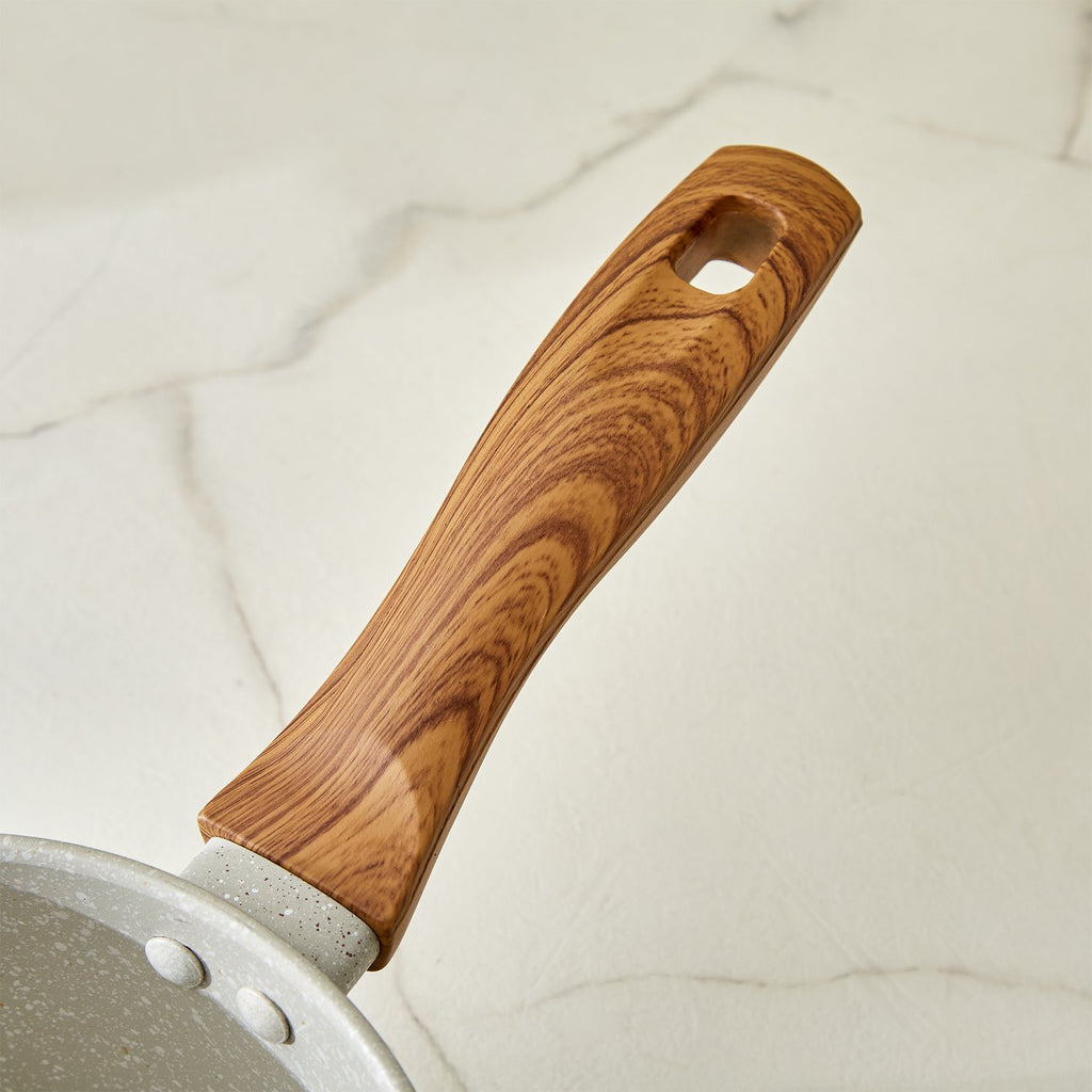 Ceramic Nonstick Saucepan with Wood-Grain Handle – Eco Friendly Cooking Pot