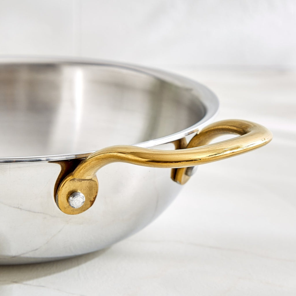 Stainless Steel Cookware Set with Gold Handles – Premium Kitchen Pots & Pan Set