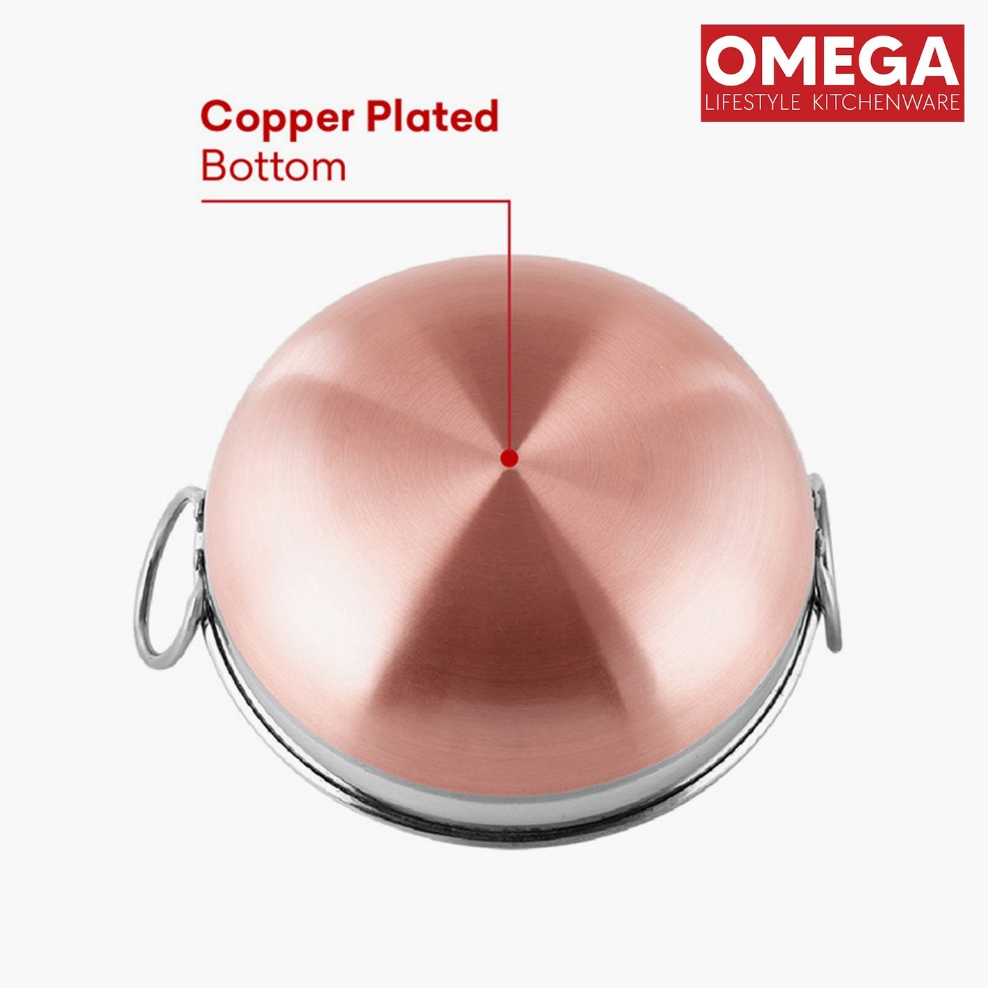 Omega Stainless Steel Copper Bottom Kadai – Premium Induction Friendly Cooking Pan